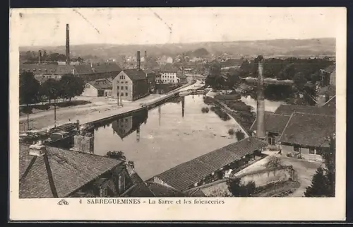 AK Sarreguemines, La Sarre et les faienceries