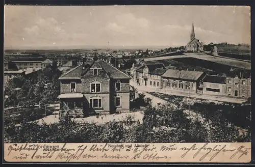 AK Mörchingen, Neustadt und Altstadt mit Strassenpartie