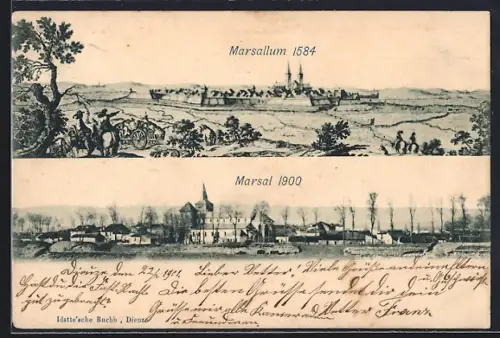 AK Marsal, Vue de Marsallum 1584 et Marsal 1900