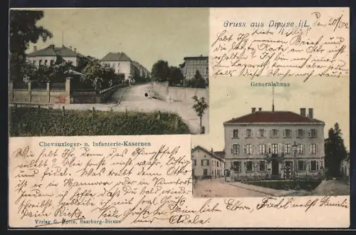 AK Dieuze, Casernes de cavalerie et d`infanterie, Maison du général