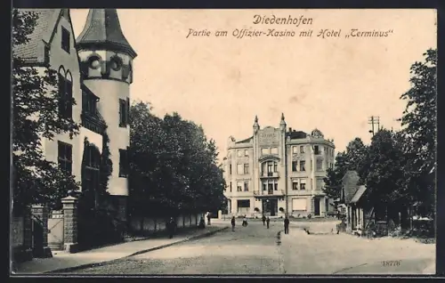 AK Diedenhofen, Partie am Offizier-Kasino mit Hotel Terminus