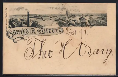 AK Dieuze, Souvenir de Dieuze avec vue panoramique sur les toits et les cheminées de la ville