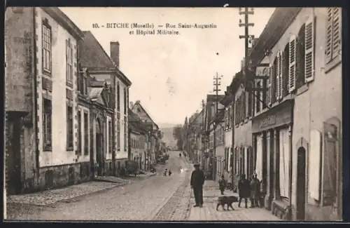 AK Bitche /Moselle, Rue Saint-Augustin et Hôpital Militaire