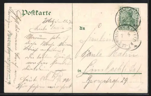 AK Metz, Panorama avec cadre d`armoiries et aigle impérial