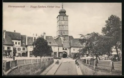 AK Hermannstadt, Kleiner Ring mit Uhrturm