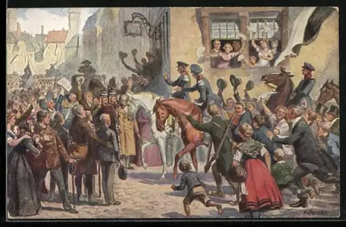 Künstler-AK Von Breslau bis Belle-Alliance, Der Einzug König Wilhelms in Breslau 1813