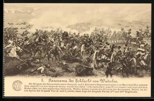 Künstler-AK Panorama der Schlacht von Waterloo