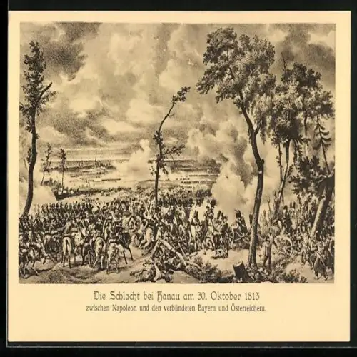Künstler-AK Die Schlacht bei Hanau am 30. Oktober 1813