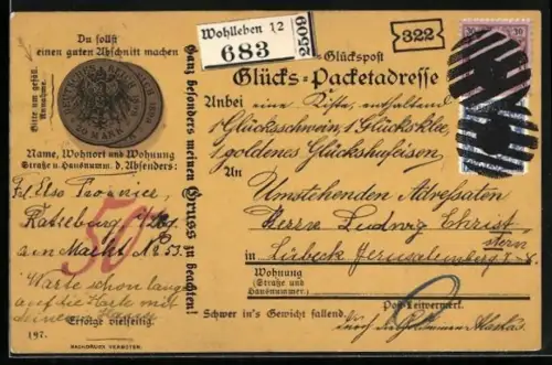 AK 20 Mark des Deutschen Reichs, Glückspost, Geld