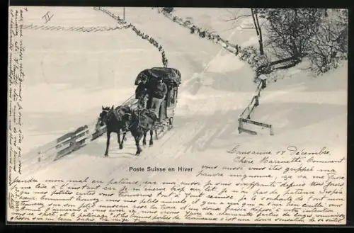AK Poste Suisse en Hiver, Postkutsche