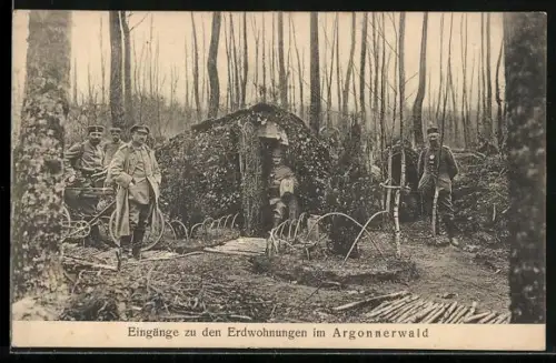 AK Eingänge zu den Erdwohnungen im Argonnerwald