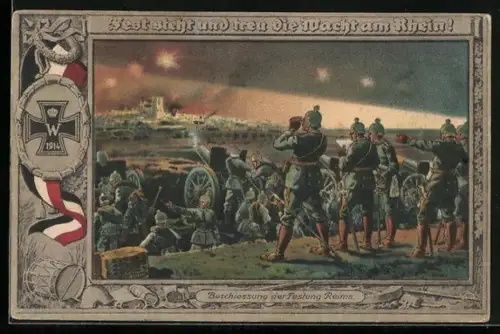 AK Deutsche Artillerie beschiesst die Festung Reims
