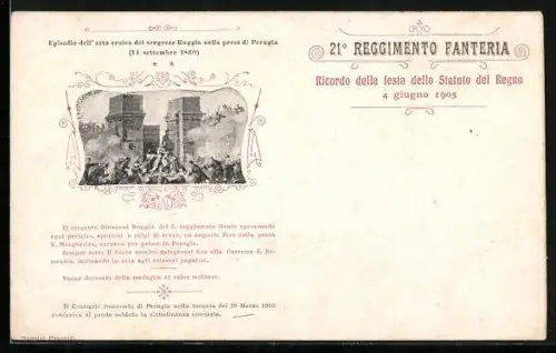 AK 21. Reggimento Fanteria, Ricordo della festa dello Statuto del Regno 4 giugno 1905