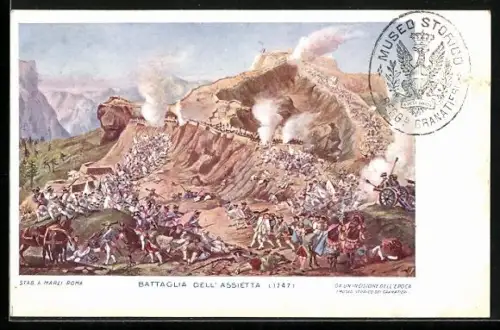 AK Battaglia dell' Assietta 1747, Soldaten in der Schlacht