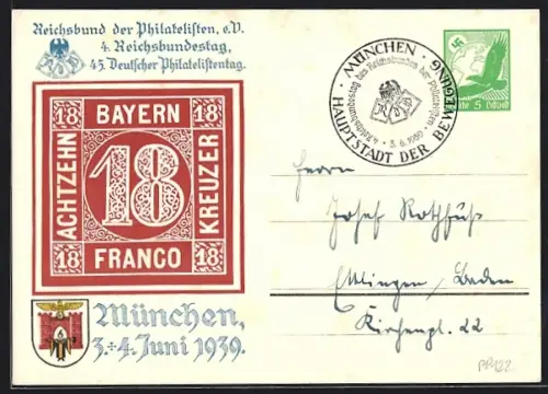 AK München, 45. Deutscher Philatelistentag 1939, Ganzsache