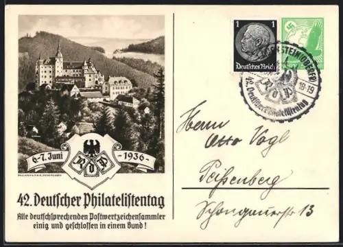 AK Lauenstein, 42. Deutscher Philatelistentag 1936, Ganzsache