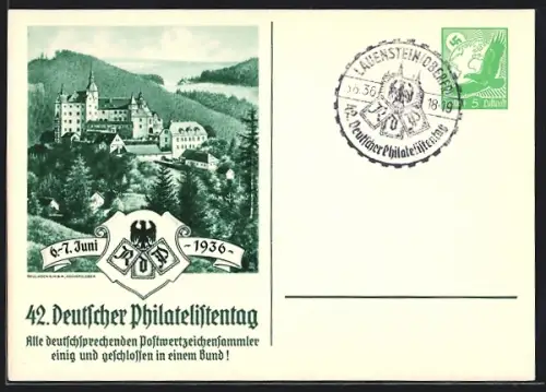 AK 42.Deutscher Philatelistentag, 6.-7.Juni 1936, Ganzsache