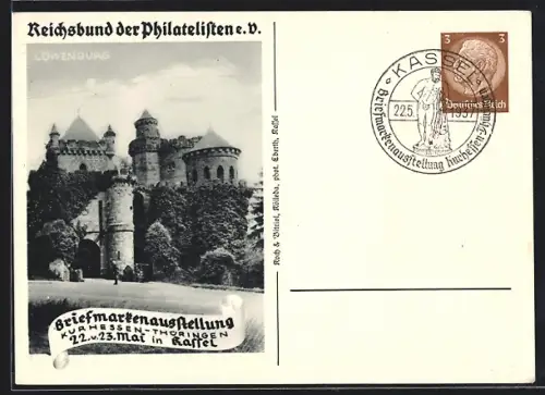 AK Kassel, Rathaus, Briefmarken-Ausstellung 1937, Reichsbund der Philatelisten e. V., Ganzsache