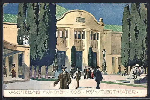 AK München, Bayerische Gewerbeschau 1912, Künstler-Theater, Ganzsache Bayern