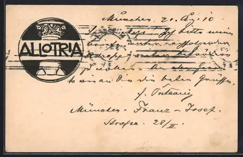 AK Allotria, Wappen, Ganzsache Bayern