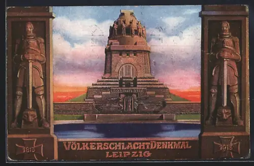 AK Leipzig, Völkerschlachtdenkmal, offizielle Postkarte zur Weihe des Denkmals 1913, Ganzsache