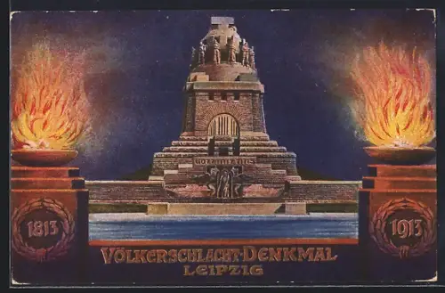 AK Leipzig, Festkarte zur Weihe des Völkerschlacht-Denkmals 1813-1913, Ganzsache