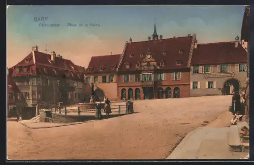 AK Barr, Place de la Mairie avec fontaine et bâtiments historiques