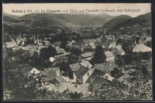 AK Rothau i. Els., Ortsansicht mit La Claquette u. Blick auf Vipucelle-Vorbruck u. Schirmeck