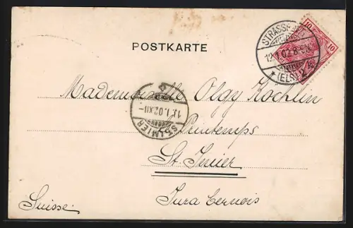 AK Strassburg, Stadttheater mit Theaterbrücke