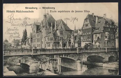 AK Strasbourg, École supérieure de jeunes filles et pont pittoresque