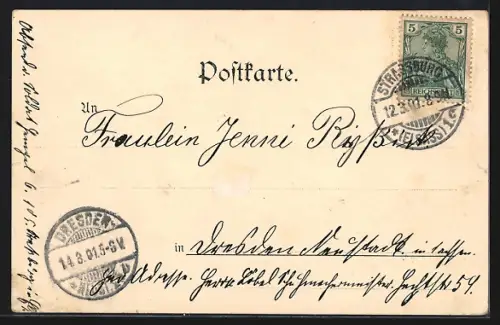 Lithographie Strassburg /Elsass, Münster, Evang. Kirche