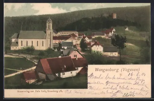 AK Wangenbourg, Vue du village avec l`église et les maisons environnantes