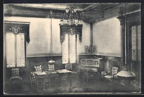 AK Hohwald, Hôtel Kuntz, Innenansicht des Konversationssaals