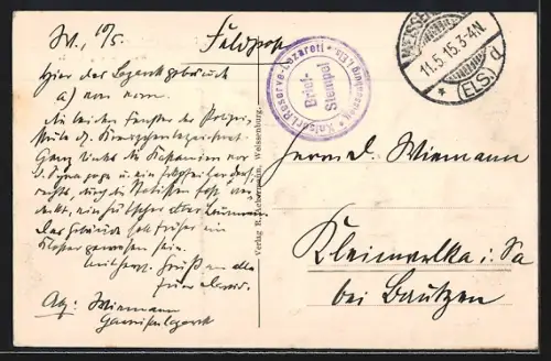 AK Weissenburg i /Els., Garnison-Lazarett am Barfüsserplatz