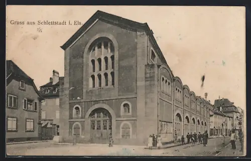 AK Schlettstadt i. Els., Strassenpartie im Ort