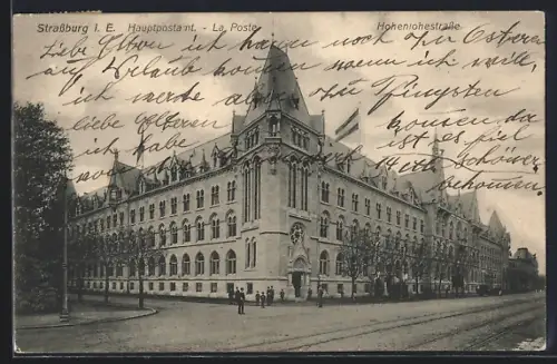 AK Strassburg i. Els., Hauptpostamt in der Hohenlohestrasse