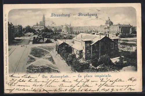 AK Strasbourg, La place impériale et vue panoramique de la ville