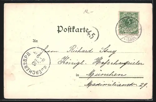 Lithographie Wörth, Hotel z. Post, Kriegerdenkmäler
