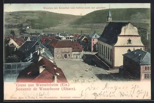 AK Wasselonne /Alsace, Vue du Kronthal depuis la tour du château