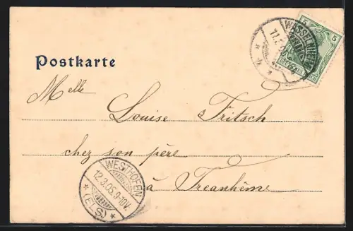 AK Schleithal i. E., Frau und Kind im Wohnsimmer