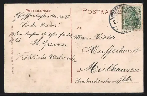 AK Pfaffenhoffen i. Els., Vue sur le village avec l`église et les champs environnants