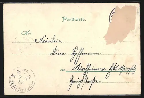 Lithographie Strassburg, Evang. Garnisonskirche, Kaiser-Palast