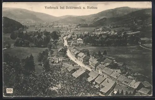AK Vorbruck /Schirmeck, Vue sur le village et la vallée environnante