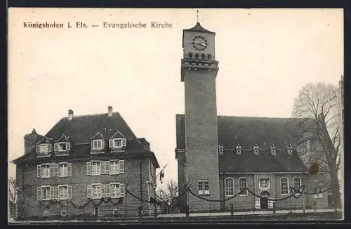 AK Königshofen i. Els., Partie an der Evangel. Kirche