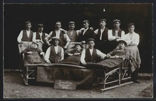 Foto-AK Hohwald, Gruppenbild zur Einweihung Waldidyll 1907