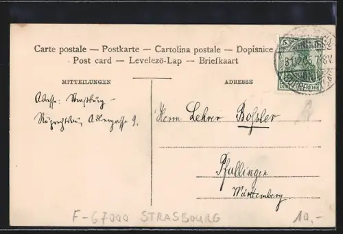AK Strassburg i. Els., Flussopartie mit St. Johannesstaden