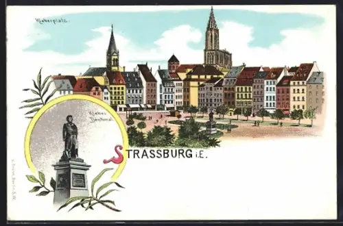 AK Strassburg i. E., Kleberplatz und Denkmal