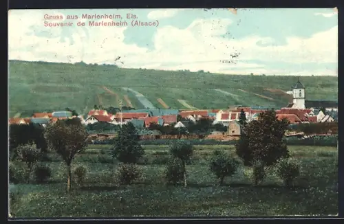 AK Marlenheim /Els., Ortsansicht mit Feldern