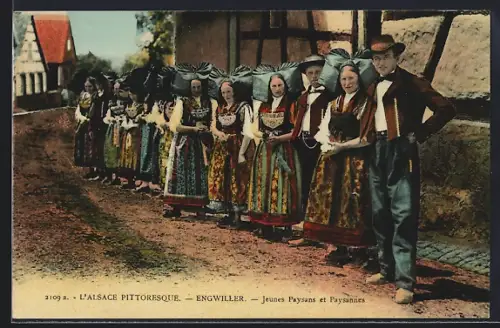 AK Engwiller, Jeunes Paysans et Paysannes en costumes traditionnels