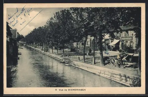 AK Diemeringen, Vue de l`allée bordée d`arbres longeant le canal